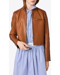 Miu Miu - Nappa Leather Zip-Up Jacket - Lyst