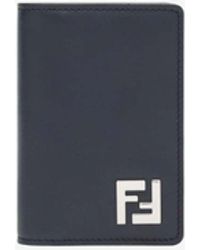 Fendi - Ff Squared Leather And Canvas Wallet - Lyst