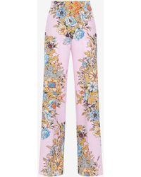 Etro - Floral Print Silk Pants - Lyst