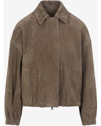 Brunello Cucinelli - Suede Leather Jacket - Lyst