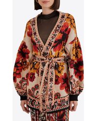 FARM Rio - Winter Tapestry Belted Knit Cardigan - Lyst