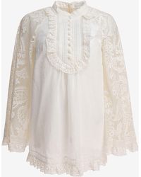 Zimmermann - Ruffled Ramie Blouse - Lyst