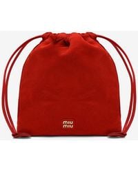 Miu Miu - Logo Lettering Suede Pouch - Lyst