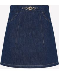 Patou - Logo Plaque High-Waist Denim Skirt - Lyst