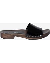 Miu Miu - Logo Plaque Patent Leather Slides - Lyst