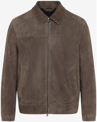 Brioni - Suede Leather Blouson Jacket - Lyst