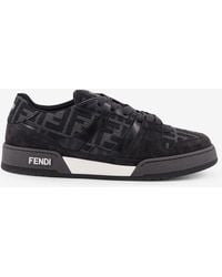 Fendi - Match Ff Jacquard And Suede Sneakers - Lyst
