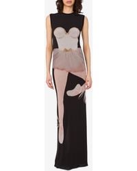 Moschino - Ballerina Print Maxi Tulle Dress - Lyst