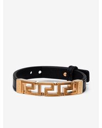 Versace - Greca Leather Bracelet - Lyst