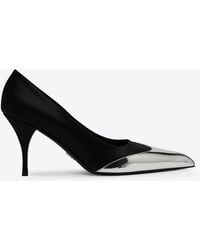 Prada - 85 Metallic Cap-Toe Pumps - Lyst