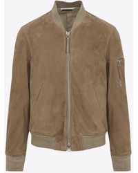 Tom Ford - Suede Leather Zip-Up Bomber Jacket - Lyst