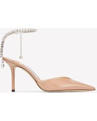 Jimmy Choo - Saeda 85 Patent Leather Pumps With Crystal Chain - Lyst