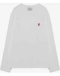 Ami Paris - Logo-Embroidered Crewneck Sweater - Lyst