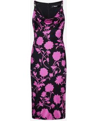 Versace - Floral Print Sleeveless Midi Dress - Lyst