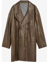 Fendi - Double-Breasted Leather Coat - Lyst