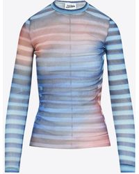 Jean Paul Gaultier - Air Mesh Printed Long-Sleeved Top - Lyst