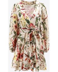 Zimmermann - Lexi Floral Print Mini Wrap Dress - Lyst