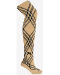 Burberry - Check Pattern Wool-Blend Tights - Lyst