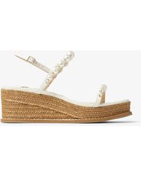 Jimmy Choo - Amatuus 60 Pearls And Crystal Wedge Sandals - Lyst