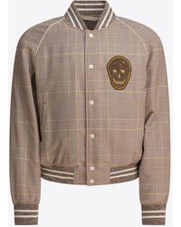 McQueen - Skull Patch Prince Of Wales Bomber Jacket - Lyst