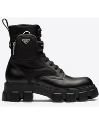 Prada - Monolith Platform-sole Leather Ankle Boots - Lyst