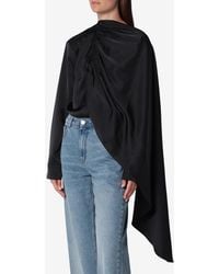 Source Unknown - Koa Draped Satin Cape-Effect Blouse - Lyst