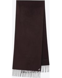 Prada - Triangle Logo Silk And Cashmere Fringed Scarf - Lyst