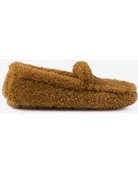 Prada - Biscuit Shearling Loafers - Lyst