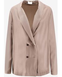 Alysi - Double-Breasted Silk Blazer - Lyst
