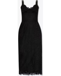 Dolce & Gabbana - Lace Slip Midi Dress - Lyst