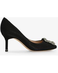 Manolo Blahnik - Hangisi 70 Glittered Pumps With Fmc Crystal Buckle - Lyst