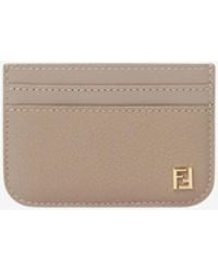Fendi - Ff Logo Smooth And Grained Leather Cardholder - Lyst