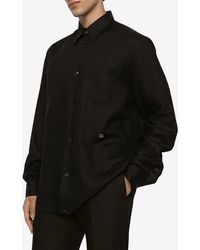 Dolce & Gabbana - Linen Long-Sleeved Shirt With Dg Hardware - Lyst