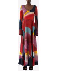 Chloé - Caroline Denervaud Long-Sleeved Silk Maxi Dress - Lyst