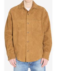 Ami Paris - Suede Buttoned Overshirt - Lyst