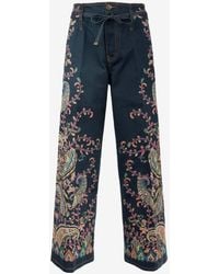 Etro - Paisley Print Wide-Leg Jeans - Lyst