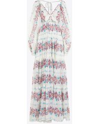 Etro - Floral Print V-Neck Maxi Dress - Lyst