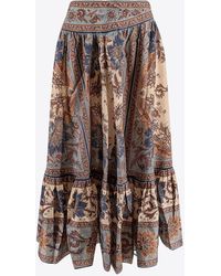 Zimmermann - Ascension Printed Silk Skirt - Lyst