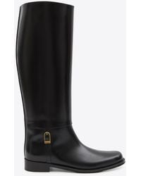 Saint Laurent - Julia Calf Leather Knee-High Boots - Lyst