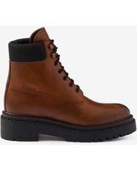 Prada - Leather Lace-Up Ankle Boots - Lyst