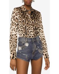 Dolce & Gabbana - Leopard-Print Long-Sleeved Silk Shirt - Lyst