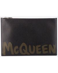 McQueen - Graffiti Logo Print Leather Pouch - Lyst