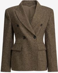Brunello Cucinelli - Double-Breasted Wool Blazer - Lyst