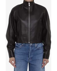 Alaïa - Round Leather Zip-Up Jacket - Lyst