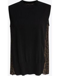 Sacai - Leopard Print Knitted Top - Lyst