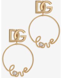Dolce & Gabbana - Clip-On 'Love' Earrings With Dg Logo - Lyst