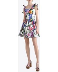 Dolce & Gabbana - Floral Print Flared Mini Dress - Lyst