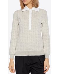 Givenchy - Monogram Jacquard Wool-Blend Polo Sweater - Lyst