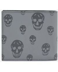McQueen - Skull Print Leather Bi-Fold Wallet - Lyst