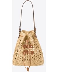 Miu Miu - Mini Woven-Raffia Bucket Bag - Lyst
